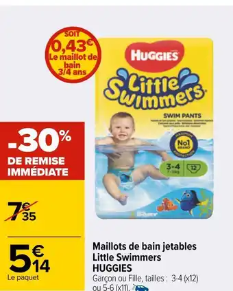Carrefour Huggies maillots de bain jetables little swimmers offre