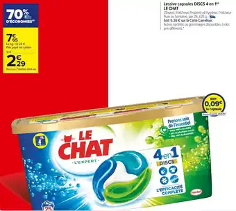 Carrefour Market Le chat lessive capsules discs 4 en 1 offre