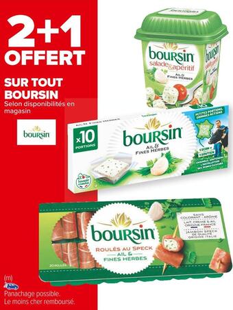 Carrefour Market Boursin bon plan sur tout boursin offre