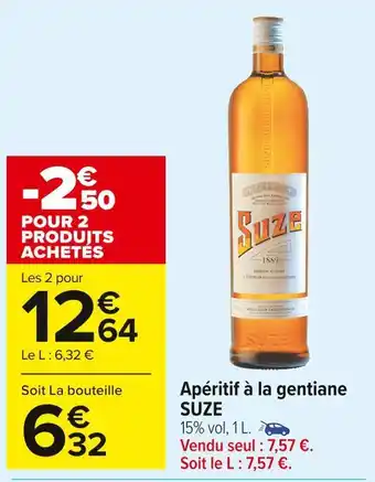 Carrefour Market Suze apéritif à la gentiane offre