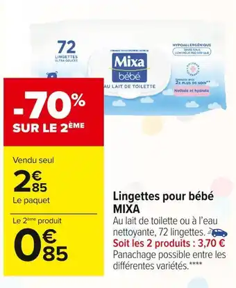 Carrefour Market Mixa lingettes pour bébé offre