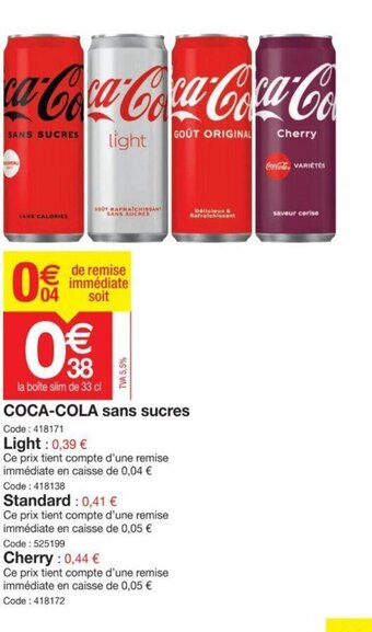 Promocash Coca-Cola Sans Sucres offre