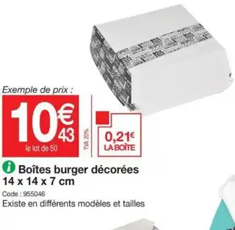 Promocash Boîtes Burger Décorées offre