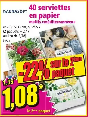 Norma 40 serviettes en papier motifs méditerrannéen offre