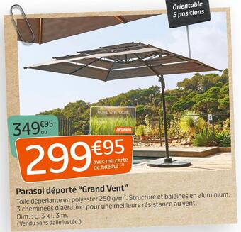 Jardiland Parasol déporté “grand vent” offre