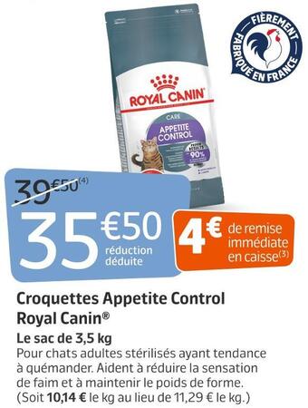 Jardiland Royal canin croquettes appetite control offre