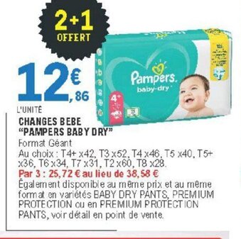 E.Leclerc Changes Bebe "Pampers Baby Dry" offre