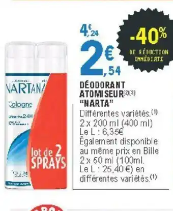 E.Leclerc Déodorant Atomiseur "Narta" offre