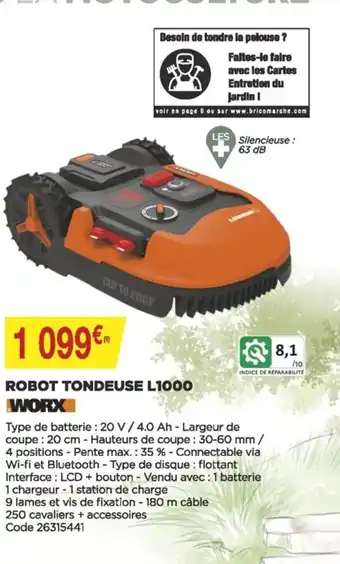 Bricomarché Robot tondeuse L1000 offre