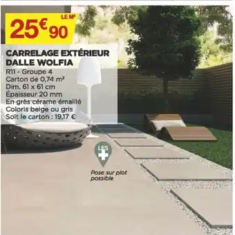 Bricomarché Carrelage extérieur dalle wolfia offre