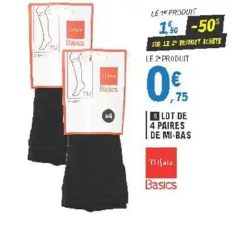 E.Leclerc Lot de 4 Paires de Mi-Bas offre