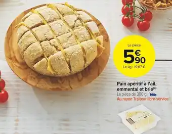 Carrefour Market Pain apéritif à l’ail, emmental et brie offre
