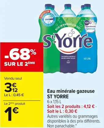 Carrefour Market St yorre eau minérale gazeuse offre