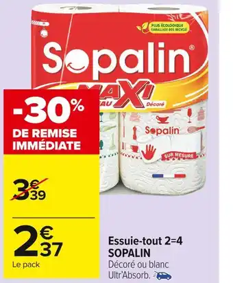 Carrefour Market Sopalin essuie-tout 2=4 offre