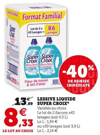 Super U Super croix lessive liquide offre
