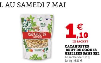 Super U Cacahuetes brut de coques grillees sans sel offre