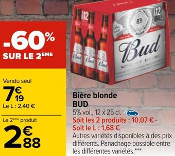 Carrefour Bud bière blonde offre