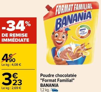Carrefour Banania poudre chocolatée format familial offre