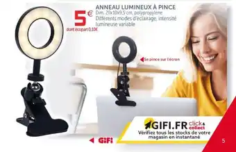 Gifi Anneau Lumineux à Pince offre