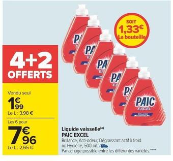 Carrefour Paic excel liquide vaisselle offre