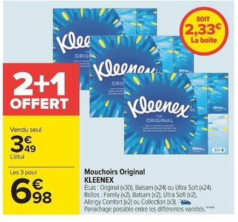 Carrefour Kleenex mouchoirs original offre