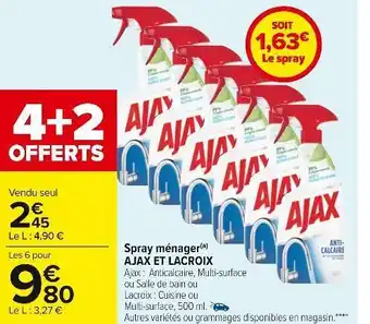 Carrefour Ajax et lacroix spray ménager offre