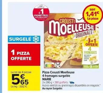 Carrefour Marie pizza crousti moelleuse 4 fromages surgelée offre