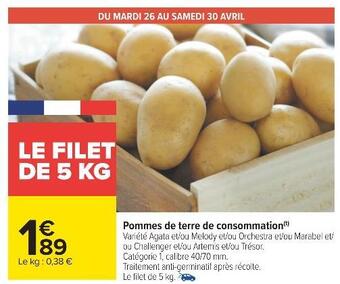 Carrefour Pommes de terre de consommation offre