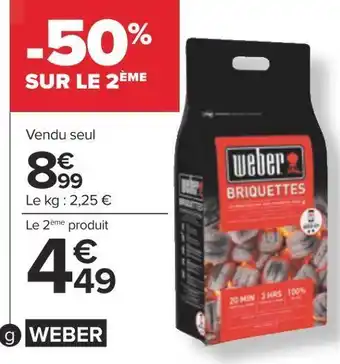 Carrefour Weber briquette de charbon offre