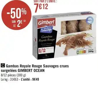 Géant Casino Gimbert ocean gambas royale rouge sauvages crues surgelées offre