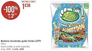 Géant Casino Lutti bonbons scoubidou goûts fruités offre