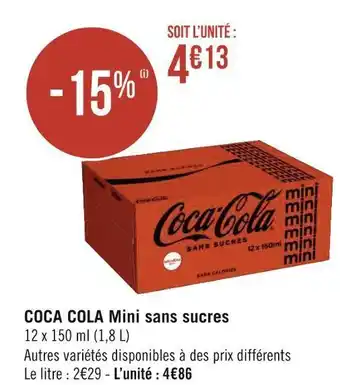 Géant Casino Coca cola coca cola mini sans sucres offre