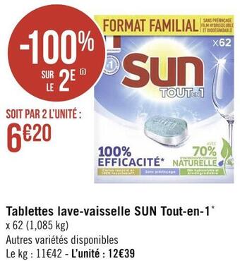 Géant Casino Sun tablettes lave-vaisselle tout-en-1* offre