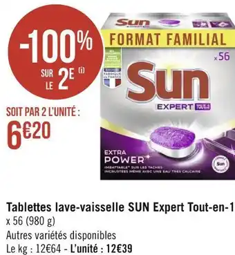 Géant Casino Sun tablettes lave-vaisselle expert tout-en-1* offre