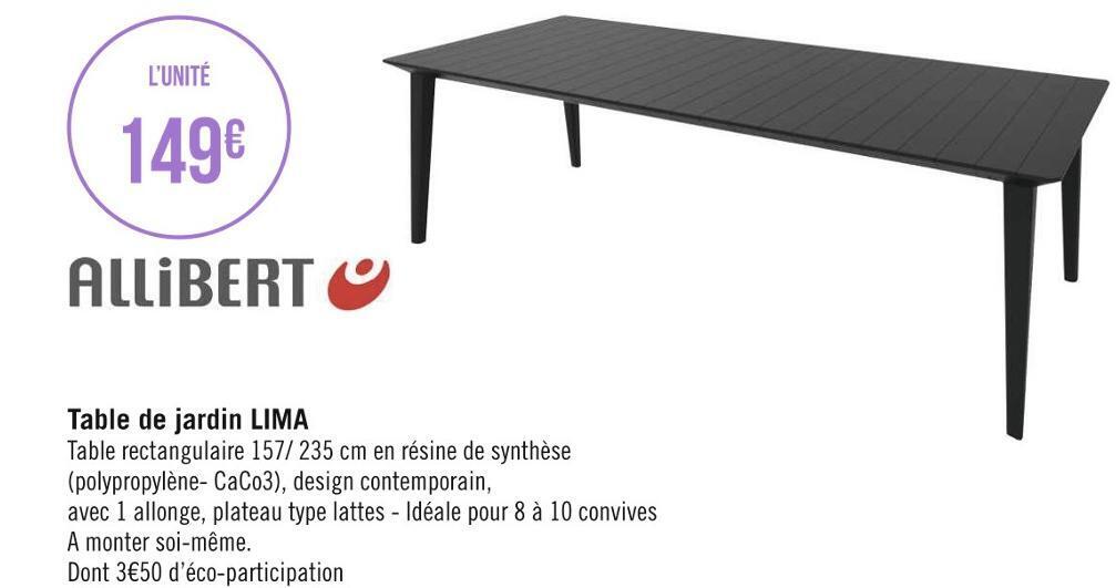 Promo Alibert table de jardin lima chez Géant Casino