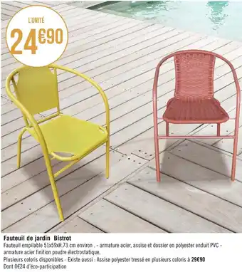 Géant Casino Fauteuil de jardin bistrot offre