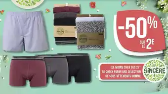 Géant Casino Sincère bon plan au choix parmi une sélection de sous-vêtements homme offre