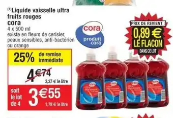 Cora x Carrefour Liquide Vaisselle Ultra offre
