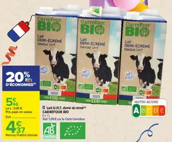 Lait demi-écrémé carrefour