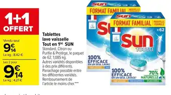 Carrefour Tabletteslave-vaisselle Tout en 1 SUN offre