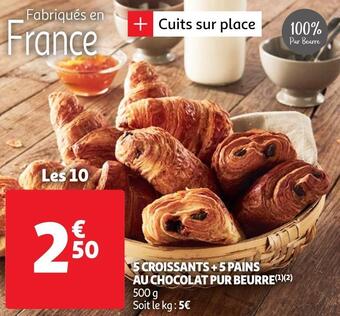 Auchan 5 croissants + 5 pains au chocolat pur beurre offre