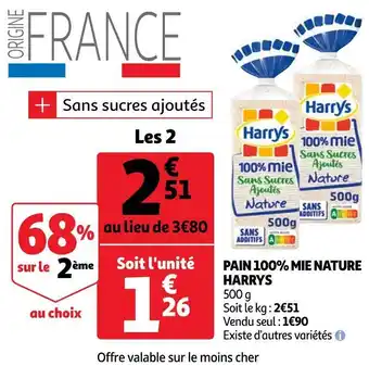 Auchan Harry's pain 100% mie nature offre
