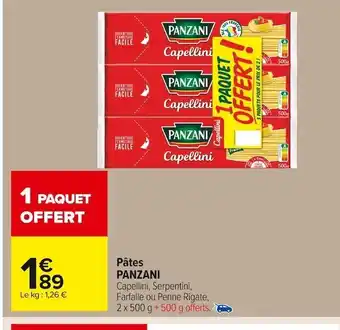 Carrefour Market Panzani pâtes offre