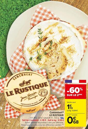 Carrefour Market Le rustique camembert offre