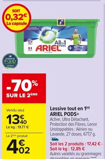 Carrefour Market Ariel pods+ lessive tout en 1 offre