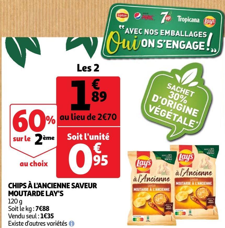 Promo Lay's chips à l'ancienne saveur moutarde chez Auchan