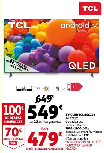 Auchan Tcl tv qled 55c725 offre