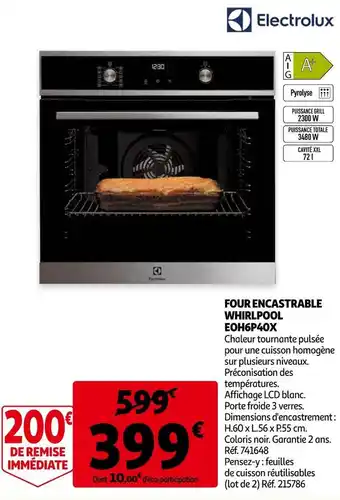 Auchan Whirlpool four encastrable eoh6p40x offre