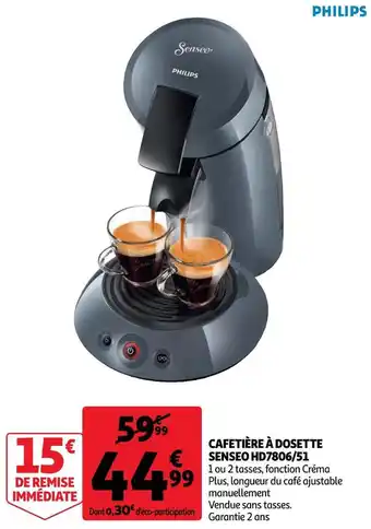 Auchan Senseo cafetière à dosette hd7806/51 offre