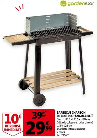 Auchan Gardenstar barbecue charbon de bois rectangulaire offre